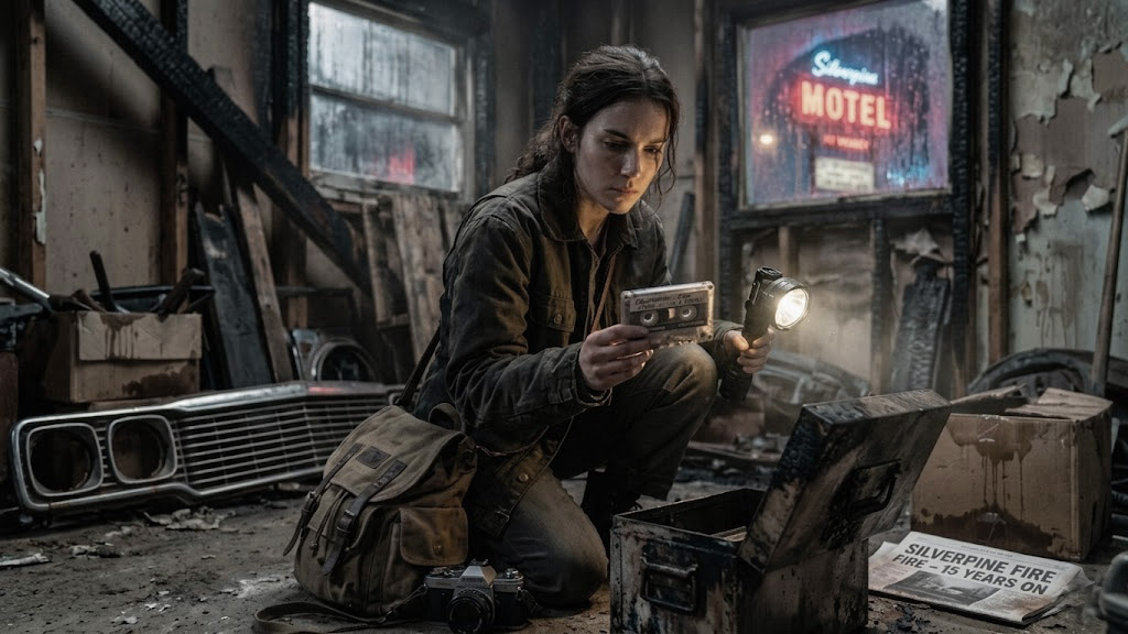 Mara finds a cassette tape in a damaged room